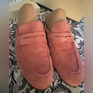 M Gemi pink Suede Leather Sacca Donna Mule loafer shoes 38.5 7.5 Italian